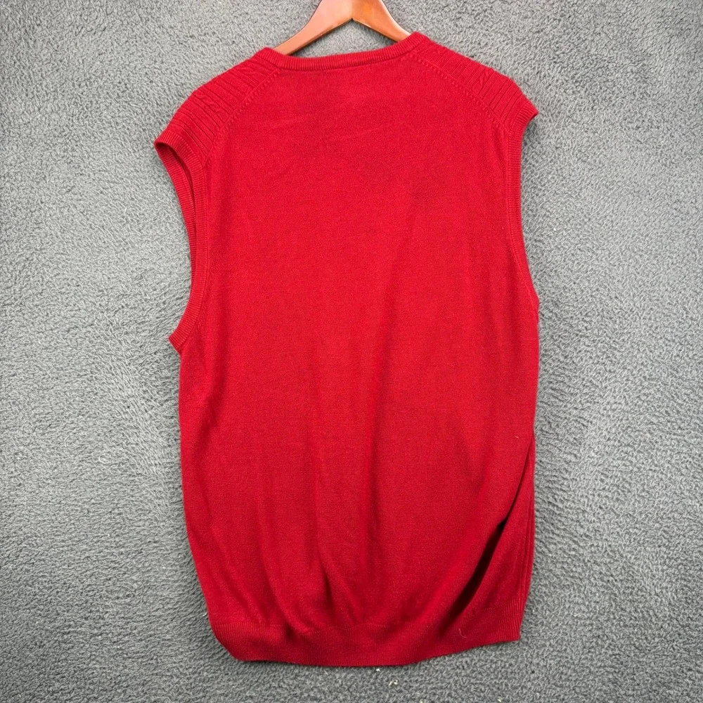 Geoffrey Beene Mens XXL Red V-Neck Cable Knit Sweater Vest 100% Acrylic RN 15810